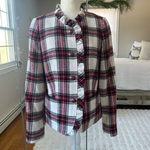 Talbots Tartan Plaid Ruffle Blazer